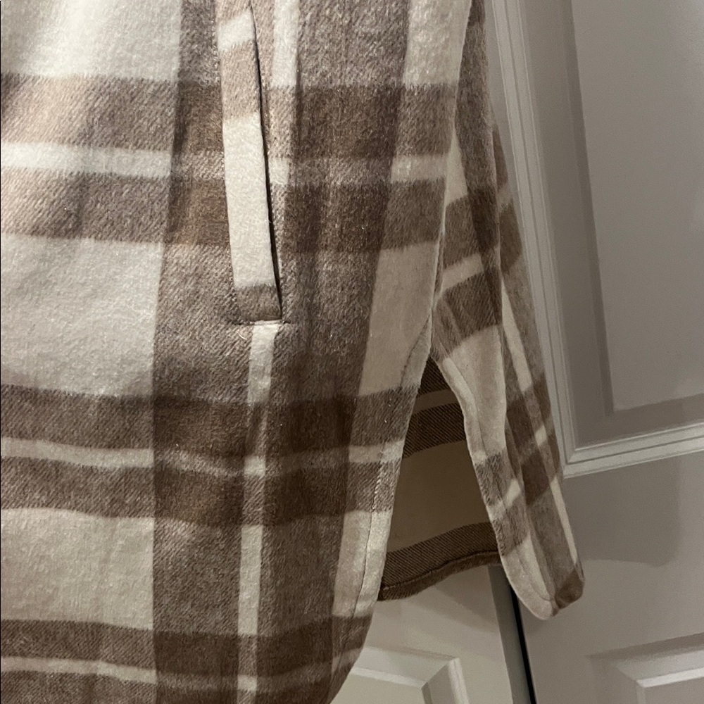 Ashley By 26 International Plaid long Vest in Brown and Cream - Picture 4 of 6